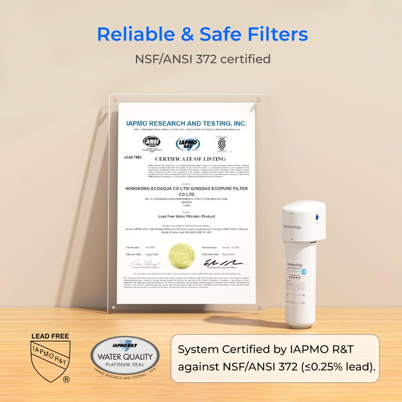 Waterdrop ALK16 Alkaline Water Filter System for Sink, Mineralizing Water, NSF/ANSI 372 Certified, Compatible with Reverse Osmosis Systems, Under Sink Installation - Image 5