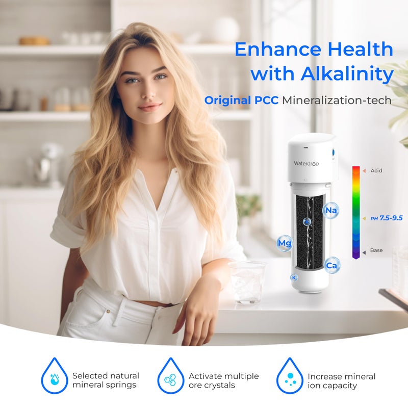 Waterdrop ALK16 Alkaline Water Filter System for Sink, Mineralizing Water, NSF/ANSI 372 Certified, Compatible with Reverse Osmosis Systems, Under Sink Installation - Image 4