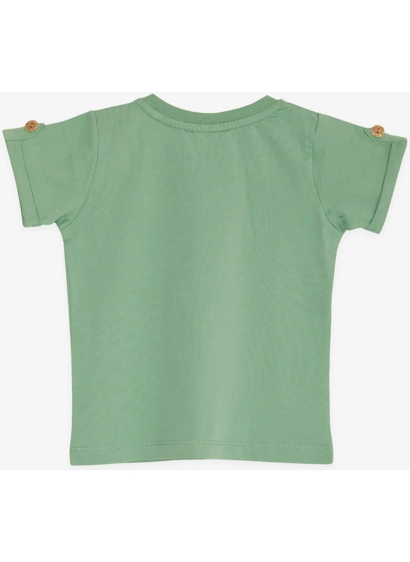 Breeze Baby Boy T-Shirt with Pockets and Buttons on Sleeves and Accessories 9 Months-3 Years, Mint Green