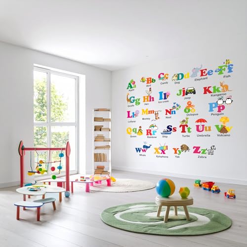 StickMe PVC Vinyl Baby Kids Learning Education Nursery, Pre School and Kindergarten Alphabets Wall Sticker (Multicolour, 110 x 100 cm)-Self-Adhesive - Image 3