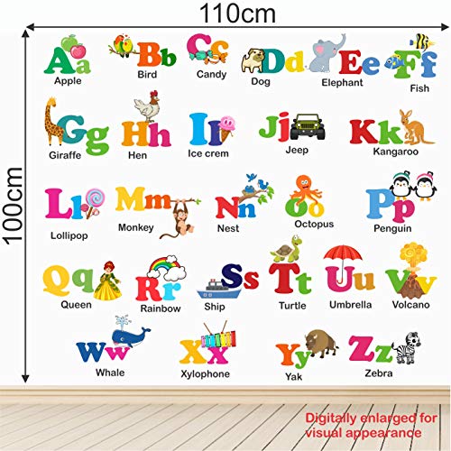 StickMe PVC Vinyl Baby Kids Learning Education Nursery, Pre School and Kindergarten Alphabets Wall Sticker (Multicolour, 110 x 100 cm)-Self-Adhesive - Image 5