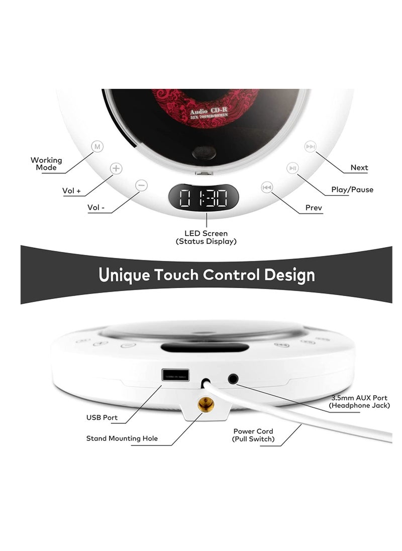 Generic - Wall CD Player For Home Bluetooth CD Player With Speakers FM Radio With LED Screen Supports CD Bluetooth FM Radio U Disk AUX Timer - Image 1