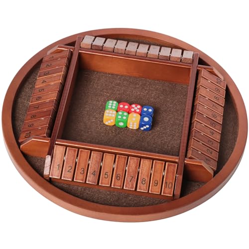 Nicecho Shut The Box Dice Game24 Player Family Wooden Board Table Math Games 8 Dices Classics Tabletop Version Games for ClassroomHomeParty or Pub Brown - Image 1