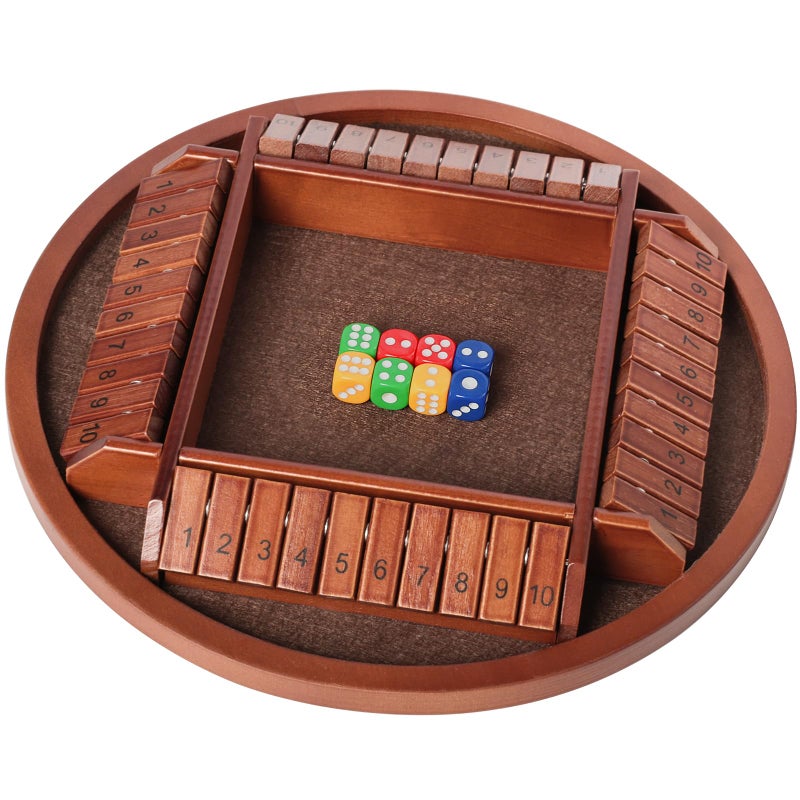 Nicecho Shut The Box Dice Game24 Player Family Wooden Board Table Math Games 8 Dices Classics Tabletop Version Games for ClassroomHomeParty or Pub Brown - Image 3