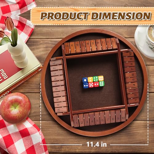 Nicecho Shut The Box Dice Game24 Player Family Wooden Board Table Math Games 8 Dices Classics Tabletop Version Games for ClassroomHomeParty or Pub Brown - Image 5