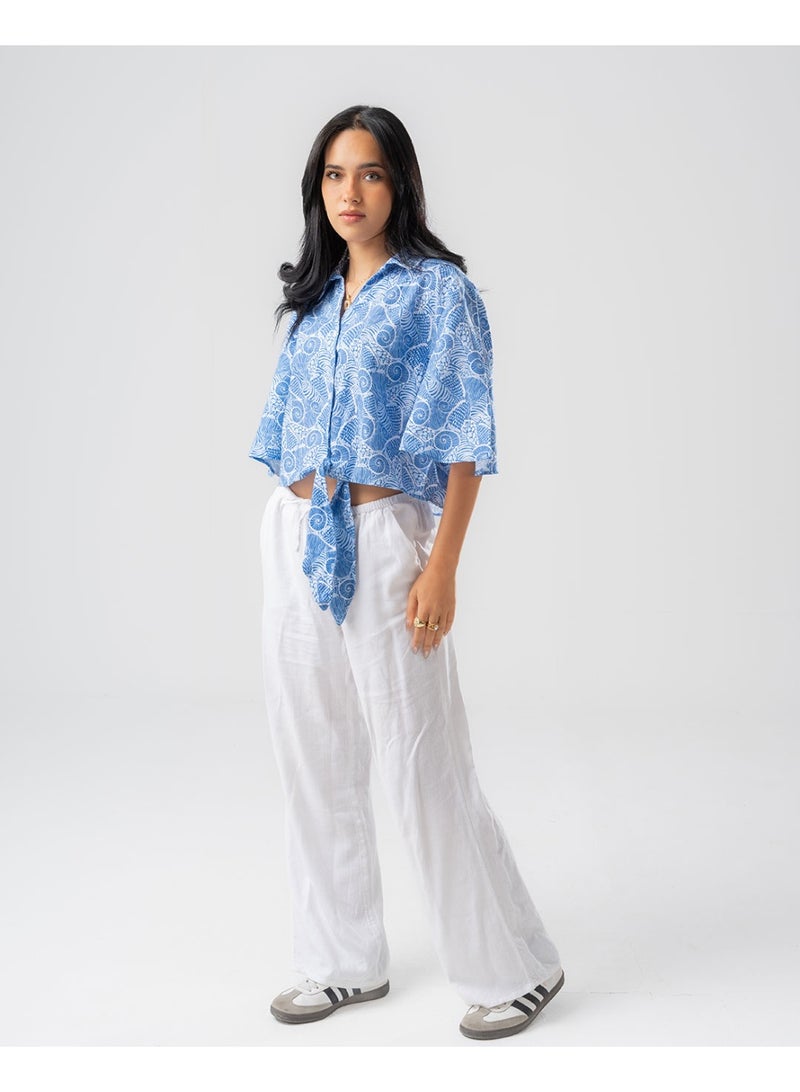 Arafa Women's Printed Crop Top(Sky Blue)  - Image 3