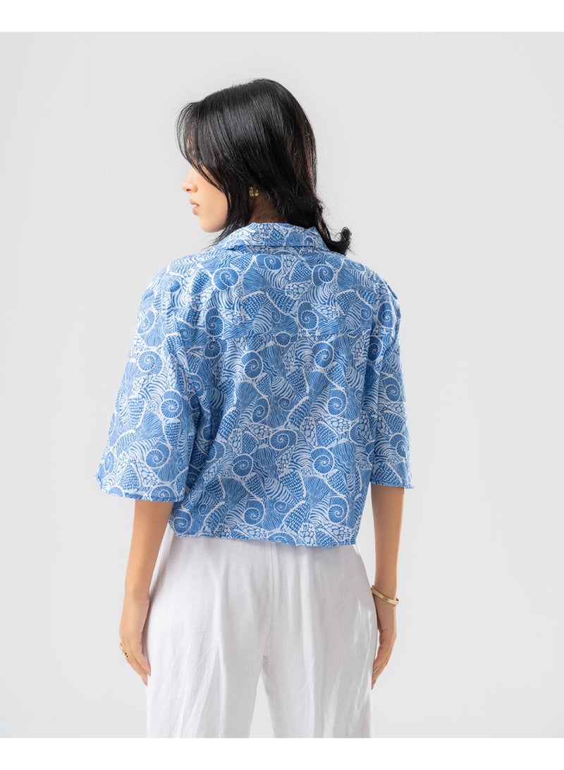 Arafa Women's Printed Crop Top(Sky Blue)  - Image 2