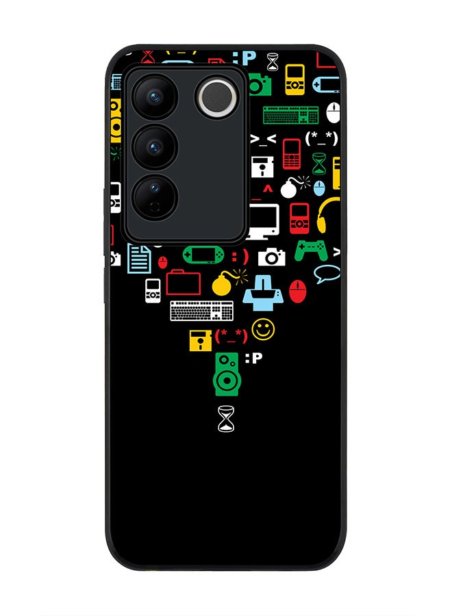 Stylizedd Rugged Black Edge case for Vivo V27 / Vivo V27 Pro / Vivo S16, Slim fit Soft Flexible Rubber Edges Anti Drop Cover - Convergence (Black) - Image 1