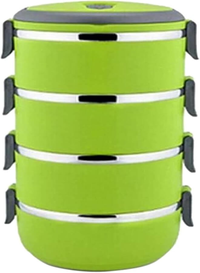 Spaceshoop Generic 4 Layers Steel Lunchbox, Green, 2724466001460