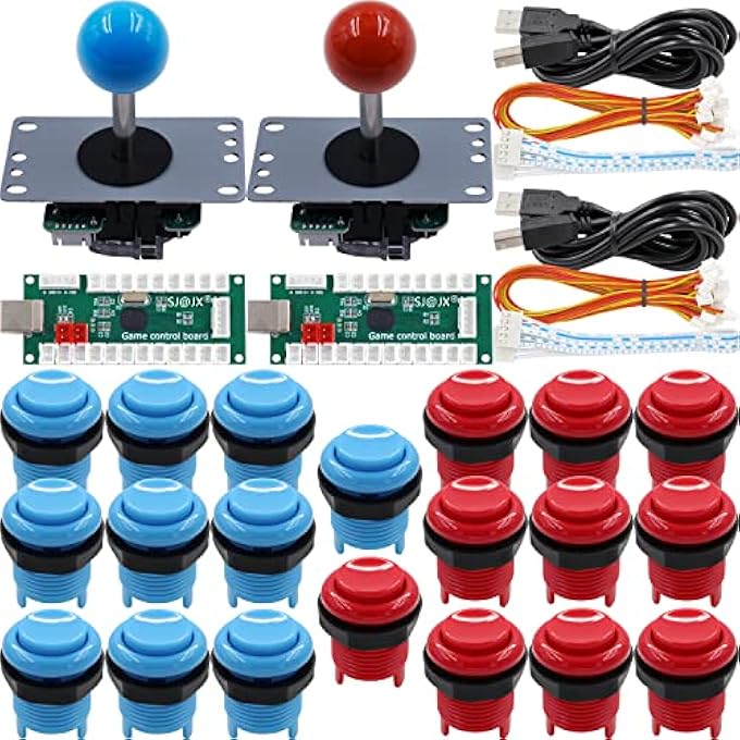 SJ@JX ARCADE GAME 2 PLAYER CONTROLLER DIY KIT MICROSWITCH RECESSED BUTTON 4&8 WAY JOYSTICK ZERO DELAY USB ENCODER FIGHTING STICK HANDLES CONSOLE FOR PC MAME RASPBERRY PI RETROPIE - Image 1