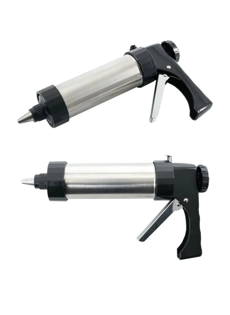 Stainless steel cookie press and cake decorating icing set with 13-piece icing gun and decorating tools - Image 3
