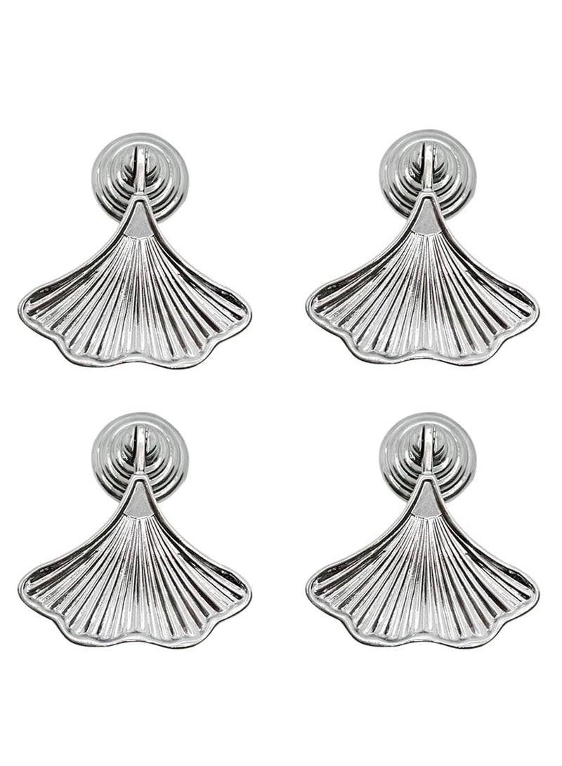 Knob Handles for Furniture, Silver Drop Pendant Pull Handle Fashion Ginkgo Leaf Shape Dresser Knobs for Kitchen Bathroom Cabinet Door Drawer 4 pcs - Image 1