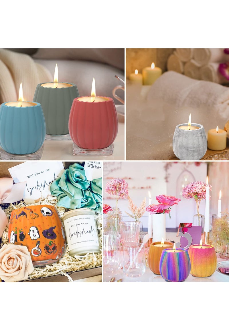 Excefore Candle Jar Molds, Pumpkin Silicone Concrete Molds for Holder with Lids, Vessels Cement Making Supplies Home Decor(with 5 Sealing Rings) - Image 3