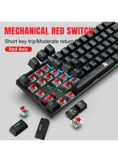 Rock Pow 61 keys 60% Mechanical Gaming Keyboard Arabic English Ice Blue Backlit Ultra-Compact Mini Keyboard, Mini Compact Keyboard for PC/Mac Gamer, Typist, Easy Carry on Trip Red Switch Black  - Image 3