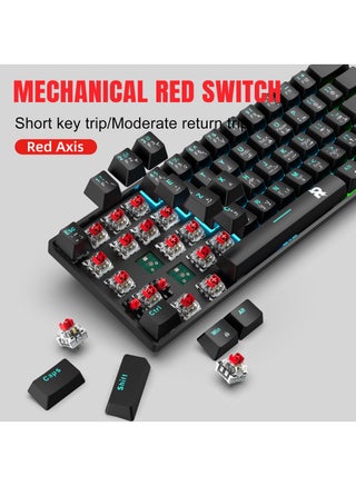 61 keys 60% Mechanical Gaming Keyboard Arabic English Ice Blue Backlit Ultra-Compact Mini Keyboard, Mini Compact Keyboard for PC/Mac Gamer, Typist, Easy Carry on Trip Red Switch Black - view 3