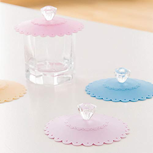 Natuworld 6Pcs Food Grade Silicone Cup Lids Creative Diamond Mug Cover Anti-dust Airtight Seal Cup Cover Hot Cup Lids for Coffee Tea Water Cups (Random Color) - Image 3
