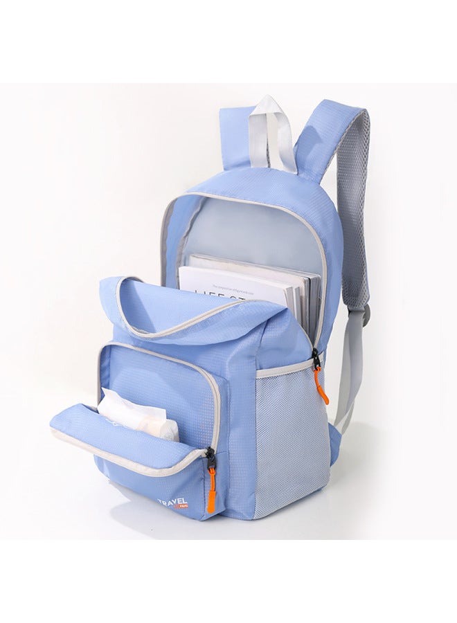 Generic Ultra-light Portable Foldable Storage Backpack Outdoor Short-distance Travel Large Capacity Backpack Waterproof Wear-resistant Schoolbag-Color:Grey-Capacity:20-35L  - Image 3