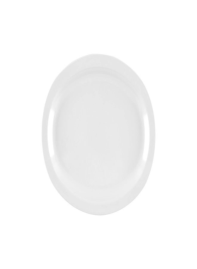 Get G.E.T. 12" x 8" White Oval Heavy-Duty Melamine Plastic Serving Platter (Set of 4) - Image 1