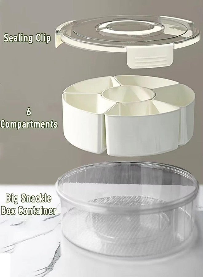 Fuukou Snackle Box Container,Divided Serving Tray with Lid and Handle,SnackleBox 6 Compartments,Portable Snack Platter,Clear Organizer for Fruits Snacks Tray,Nuts Candy Tray and Spice Organizer - Image 3