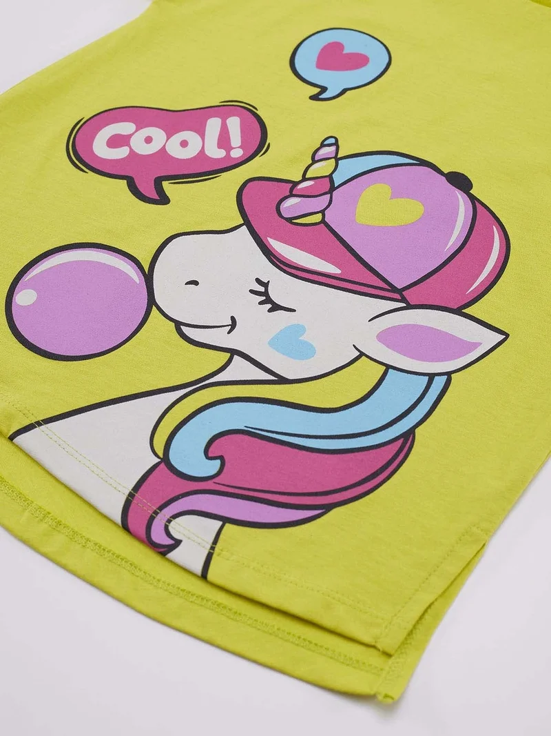 Denokids Cool Unicorn Girl T-shirt Lilac Tights Set