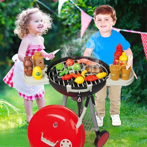 Yalujumb 79PCS BBQ Grill Set for Kids Kitchen Playset With Realistic Spray Light Sound Interactive Toddler Toy for Boys Girls Christmas Birthday Gift - Image 5