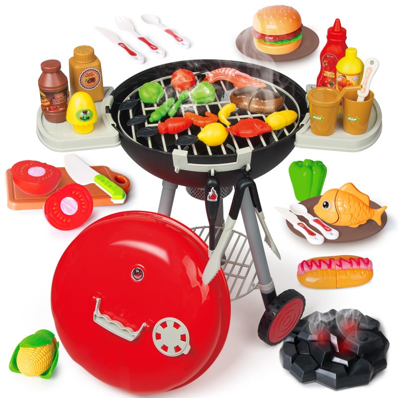 Yalujumb 79PCS BBQ Grill Set for Kids Kitchen Playset With Realistic Spray Light Sound Interactive Toddler Toy for Boys Girls Christmas Birthday Gift - Image 3