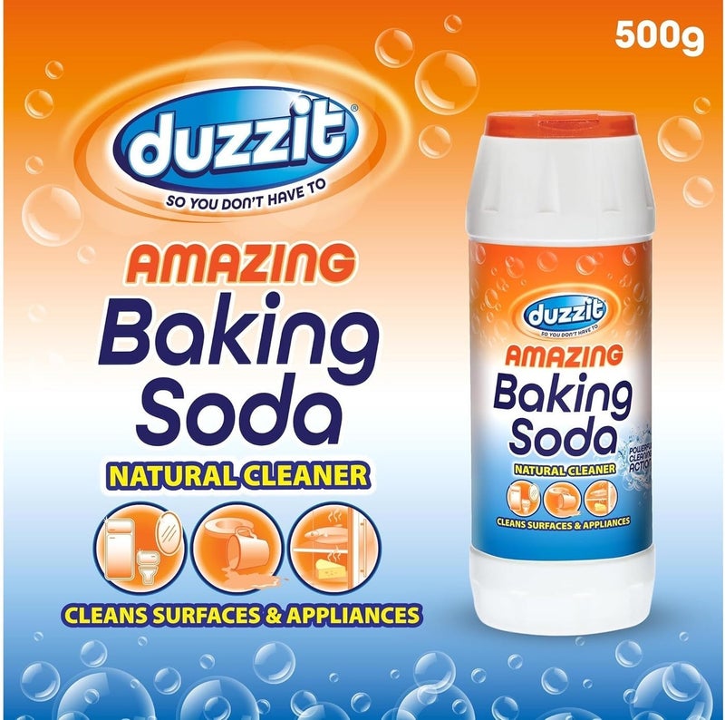 Duzzit دوزيت بيكربونات الصوديوم المذهلة 500 جم مسحوق تنظيف متعدد الاستخدامات – مزيل روائح طبيعي، معزز غسيل، منظف مطبخ، مزيل بقع ومنعش للثلاجة والسجاد والتنظيف المنزلي - Image 2