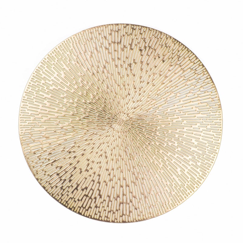 Snowkingdom Gold Placemats Set of 18, 15 Inch Round Vinyl Metallic Place mats, Golden Washable Easy Clean Wipeable Non Slip Stain Resistant Kitchen Dining Table Mats for Halloween Party Decoration - Image 1
