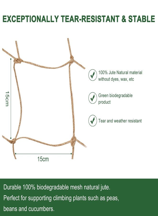 Miuezuth Plant Support Trellis Netting - Biodegradable Natural Jute Net for Garden Climbing Vining Plants Cucumber, Vine, Fruits & Vegetables Tomato (3.3 Ft X 6.6 Ft, 5.9 Inch Squares) - Image 2