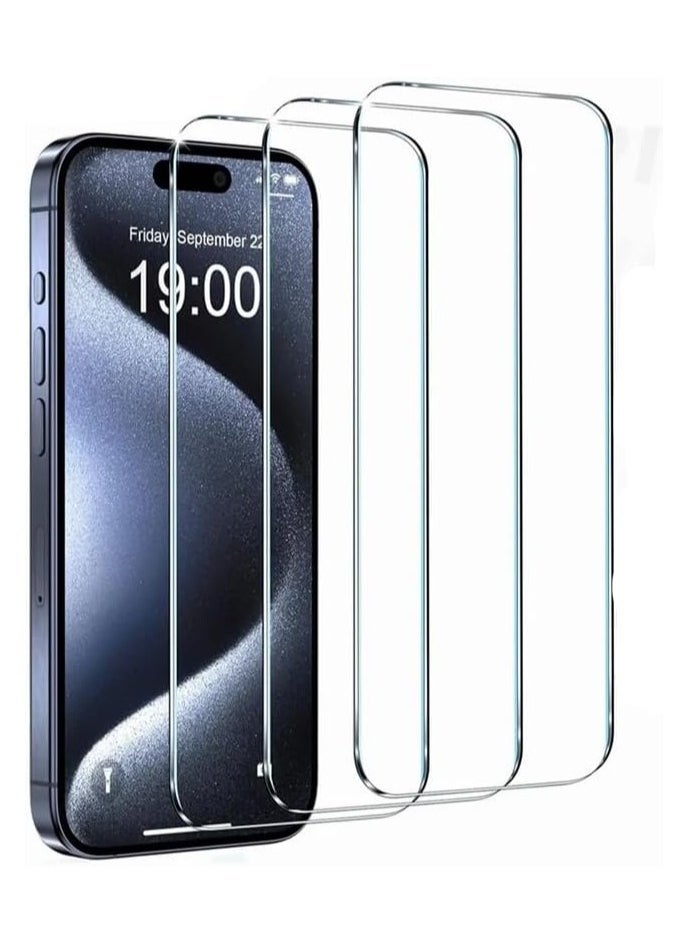 vesus Pack Of 3 Screen Protector Designed For iPhone 15 Pro Max Anti-Scratch Tempered Glass Clear HD Edge to Edge Full Coverage Friendly Film Screen Protector For Apple iPhone 15 Pro Max - Image 1