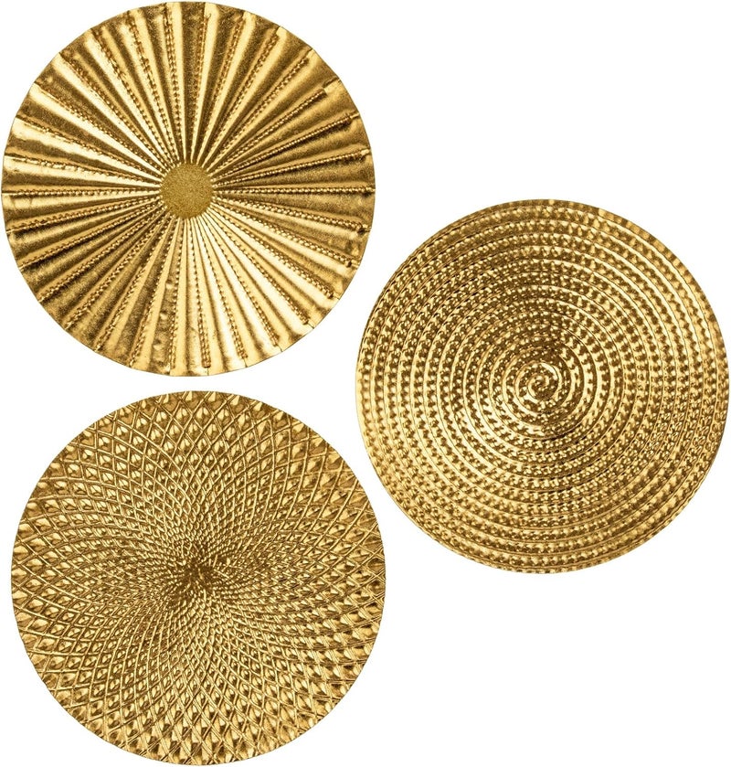 Briful Varied size selections 12" Gold Wall Décor Pack of 3 Metal Starbursts Radial Plate Wall Art Modern Accent Hanging Wall Decorations For Home Office Bedroom Or Living Room Wall Sculptures Desert area eligible deliver - Image 1