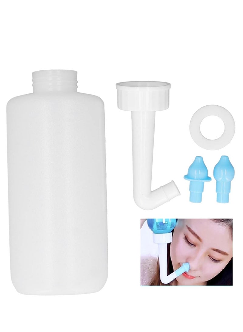 Bottle for Nose, 60 Degree Angle Clear Scale with 2 Nozzles Bottle 350ml Nasal Wash Bottle Non Slip for Daily - Image 1