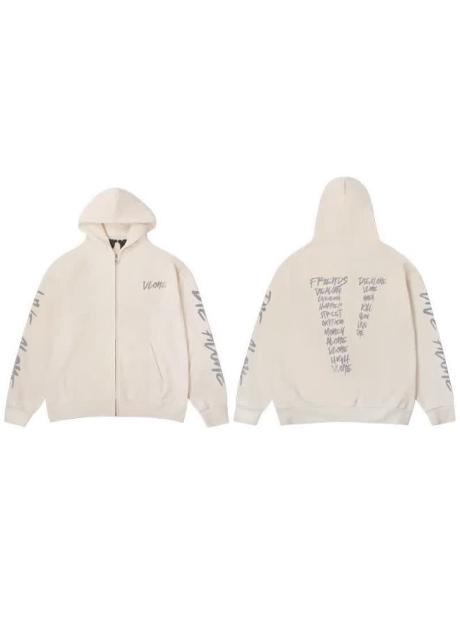 Vlone 3m Letter Graffiti Large Logo Print Sweatshirt Vlzh24002 Beige L - Image 4