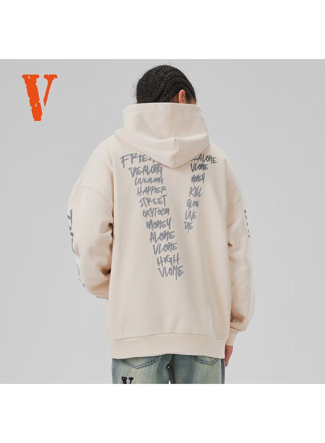 Vlone 3m Letter Graffiti Large Logo Print Sweatshirt Vlzh24002 Beige L - Image 3