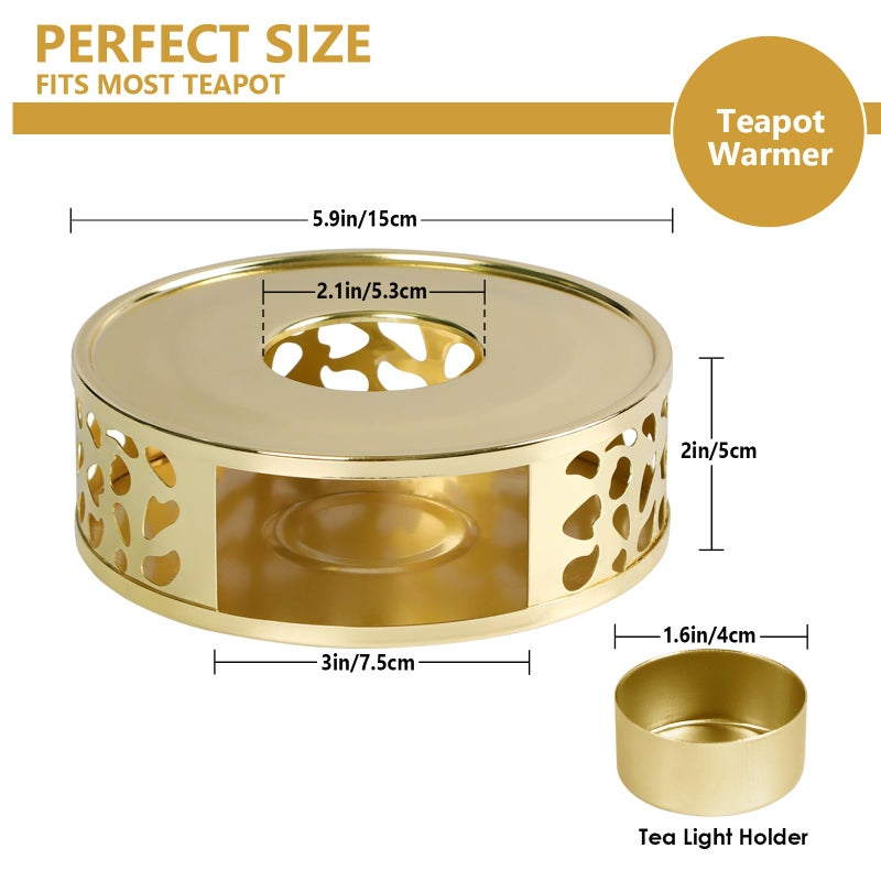 KAYCROWN Teapot Warmer, Stainless Steel Tea Warmer with Candle Holder, Candle Heater for Heating Tea, Coffee and Milk, Universal Teapot Heater - Image 2