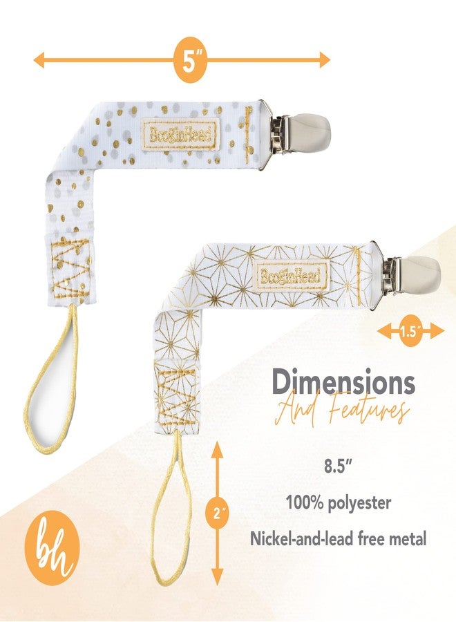 BooginHead Luxe Pacifier Holder Baby Pacifier Clips 2-Pack, Plush Blue and Gray - Image 3