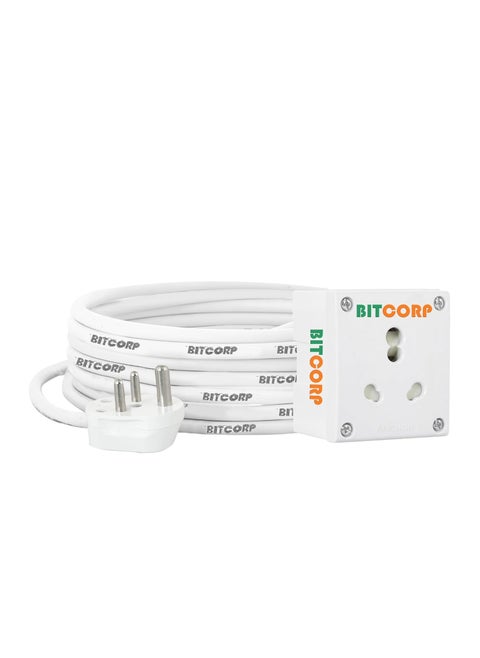 Bitcorp Extension Box 15A 16A 20A 1 Socket 3500W Surge Protection High Load Capacity with 4 Meter Long Wire Cord for ChargerAcRefrigeratorWashing MachineMicrowave