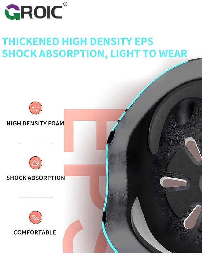 GROIC خوذة الدراجة 7 في 1 للأطفال والوسادات مجموعة قابلة للتعديل للأطفال، وسادات للركبة، وسادات للكوع، واقيات المعصم للسكوتر، لوح التزلج، خوذة ركوب الدراجات، معدات حماية دراجات الأطفال - Image 4