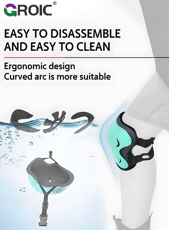 GROIC خوذة الدراجة 7 في 1 للأطفال والوسادات مجموعة قابلة للتعديل للأطفال، وسادات للركبة، وسادات للكوع، واقيات المعصم للسكوتر، لوح التزلج، خوذة ركوب الدراجات، معدات حماية دراجات الأطفال - Image 5