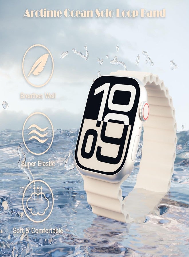 Arctime أشرطة أركتايم سيليكون أوشن سولو لوب متوافقة مع ساعة آبل 49mm 46mm 45mm 44mm 42mm 41mm 40mm 38mm، حزام رياضي ناعم وقابل للتنفس لساعة آي ووتش ألترا 3 2 1 سلسلة 11 10 SE 9 8 7 6 5 4 3 - Image 2