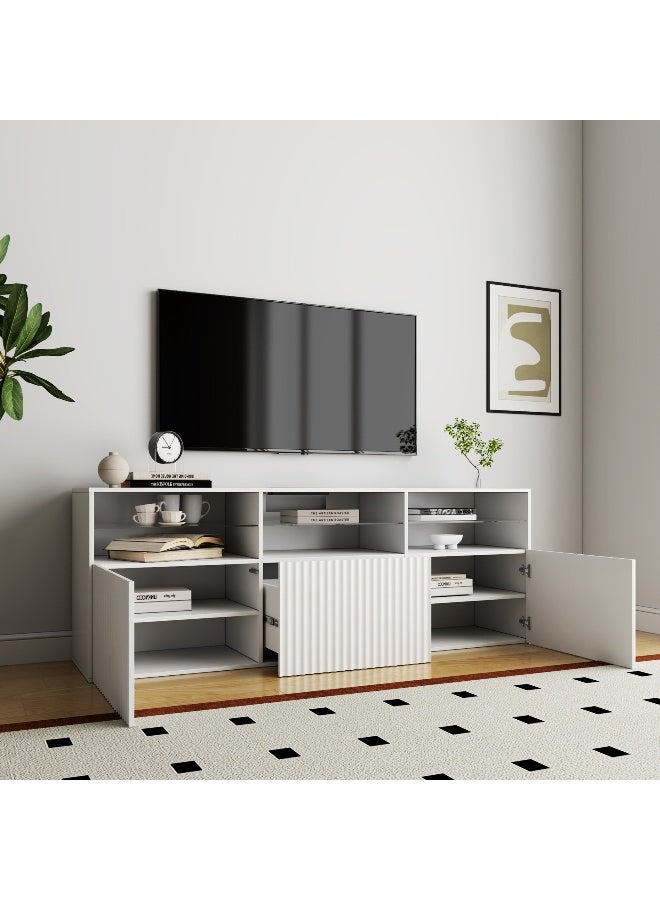 Home Box White 2-Door TV Unit with Open Shelves - Image 2