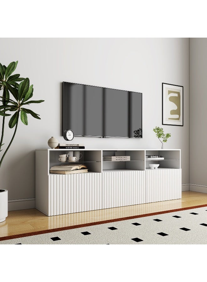Home Box White 2-Door TV Unit with Open Shelves - Image 1