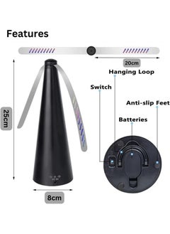 Vitacelli Multi-Functional Automatic Fly Repellent Fan Black/Silver 8.2X8.2X24CM  - Image 2