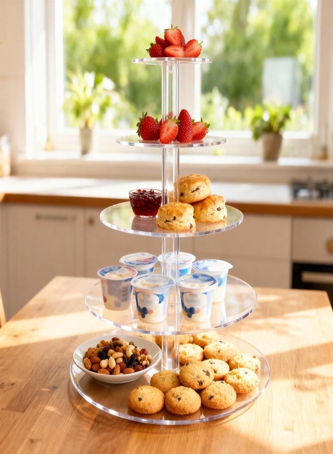 Odowalker 1 Pcs Cupcake Stand, 5 Tier Cupcake Holder, Acrylic Cupcake Stand Round Cupcake Tower Round Tiered Cupcake Holder, Clear Acrylic Cup Cake Tower Stand for Party, Wedding, Birthday, Baby Shower, Halloween - Image 4