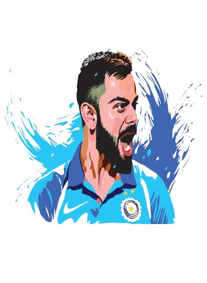 Sticker Yard Virat Kohli Sports Vinyl Wall Sticker for Living Room/Bedroom/Office and All Decorative Wall Stickers Size 55X40CM - Image 1