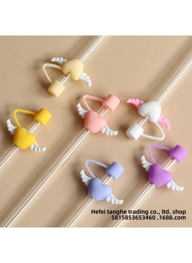 Generic - 10mm Straw Plug Cover Cross-border Silicone Dust Cap Dust Plug Accessories Suitable For Stanley Water Cup Straw Cap Decoration-Color:10mm Meat Powder Love Wings - Image 1