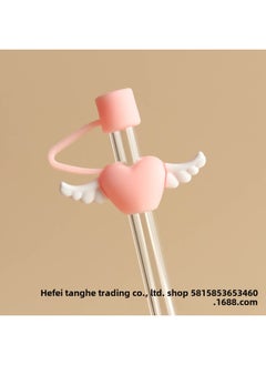 10mm Straw Plug Cover Cross-border Silicone Dust Cap Dust Plug Accessories Suitable For Stanley Water Cup Straw Cap Decoration-Color:10mm Meat Powder Love Wings