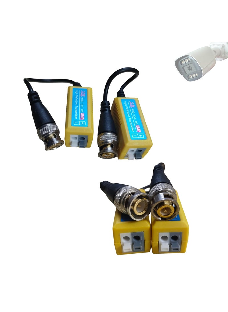PARUHT PARUHT Passive Transceiver Video Balun Split Joint HDCVITVICVBSAHD for Full HD Camera Mini CCTV BNC DVR Security Outdoor Surveillance System Yellow Pack of 2 Pairs  - Image 2