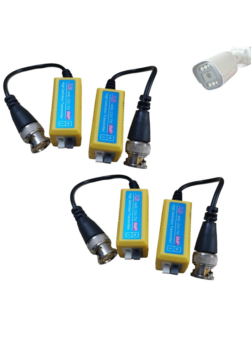 PARUHT PARUHT Passive Transceiver Video Balun Split Joint HDCVITVICVBSAHD for Full HD Camera Mini CCTV BNC DVR Security Outdoor Surveillance System Yellow Pack of 2 Pairs  - Image 1