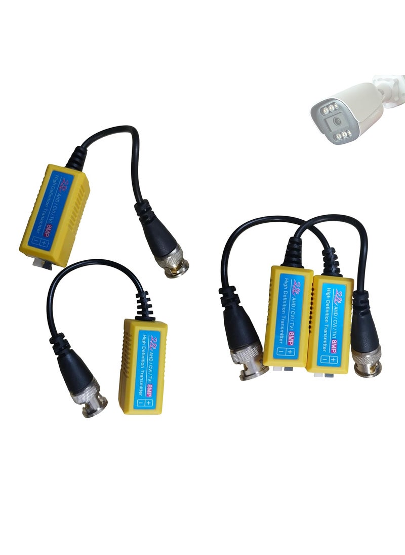 PARUHT PARUHT Passive Transceiver Video Balun Split Joint HDCVITVICVBSAHD for Full HD Camera Mini CCTV BNC DVR Security Outdoor Surveillance System Yellow Pack of 2 Pairs  - Image 4